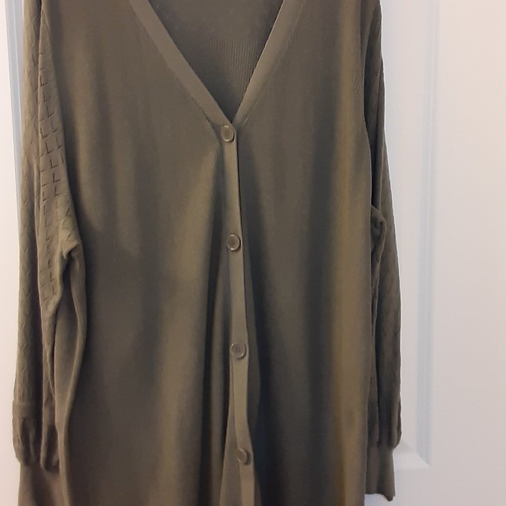 Belle by Kim Gravel Pointelle V-Neck Cardigan Sweater